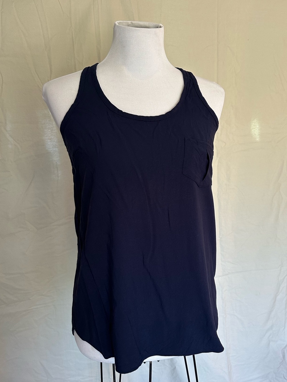Express Navy Pocket Tank Top blue sleeveless blouse racerback small rayon